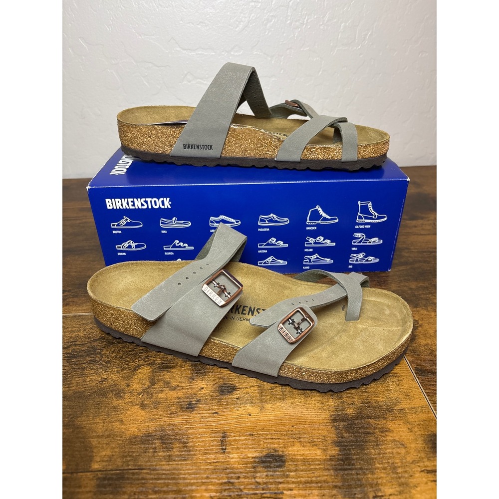 Birkenstock Mayari Stone Classic Birkibuc Cork Two-Strap Sandals Women's 42